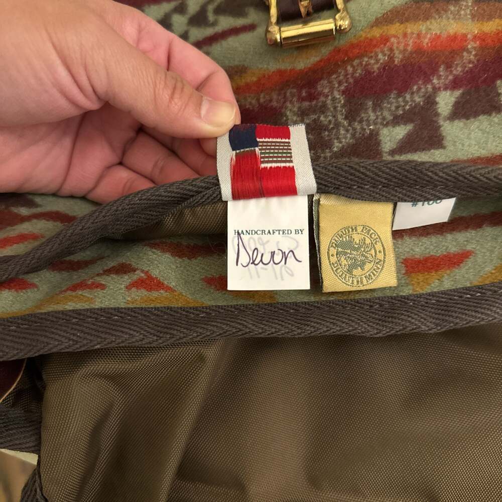 Duluth Pack Wool and Leather Aztec Pattern Shell … - image 5